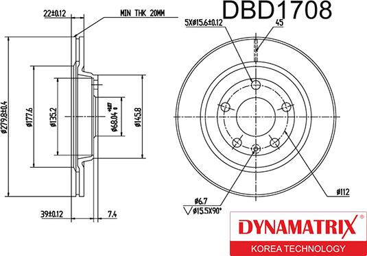 Dynamatrix DBD1708 - Гальмівний диск autozip.com.ua