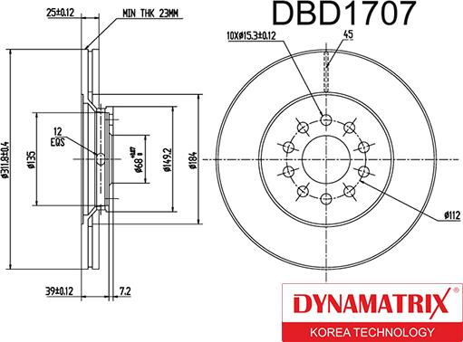 Dynamatrix DBD1707 - Гальмівний диск autozip.com.ua