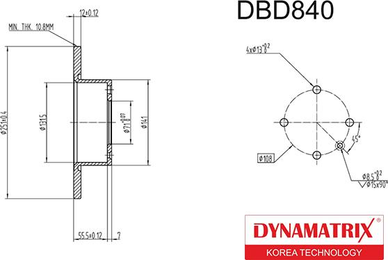 Dynamatrix DBD840 - Гальмівний диск autozip.com.ua