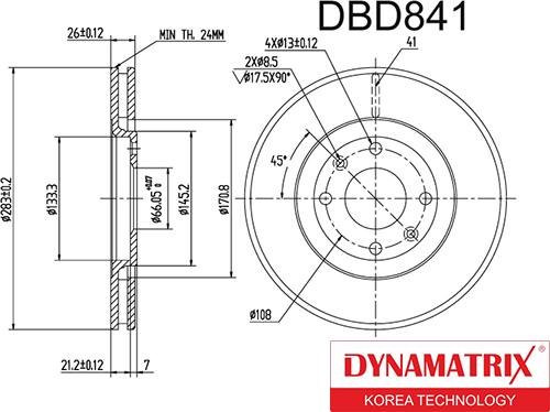 Dynamatrix DBD841 - Гальмівний диск autozip.com.ua