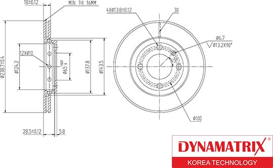 Dynamatrix DBD812 - Гальмівний диск autozip.com.ua