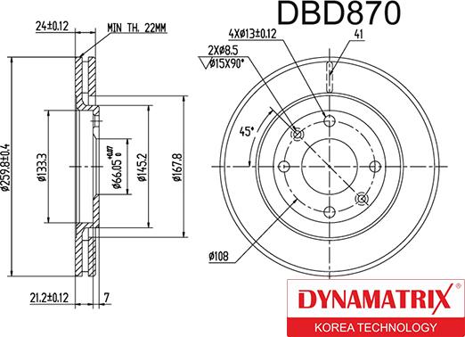 Dynamatrix DBD870 - Гальмівний диск autozip.com.ua