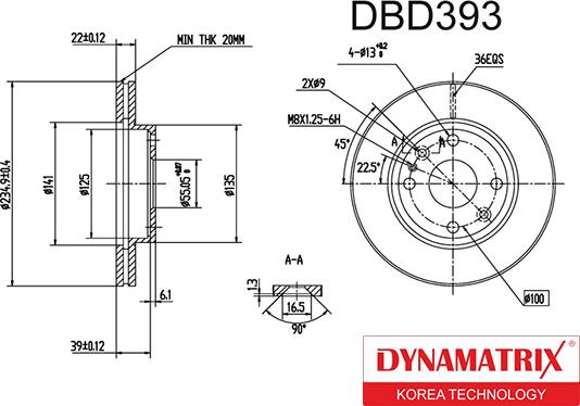 Dynamatrix DBD393 - Гальмівний диск autozip.com.ua