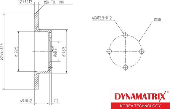 Dynamatrix DBD318 - Гальмівний диск autozip.com.ua