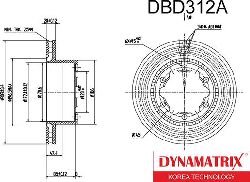 Dynamatrix DBD312A - Гальмівний диск autozip.com.ua