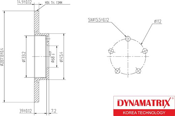 Dynamatrix DBD324 - Гальмівний диск autozip.com.ua