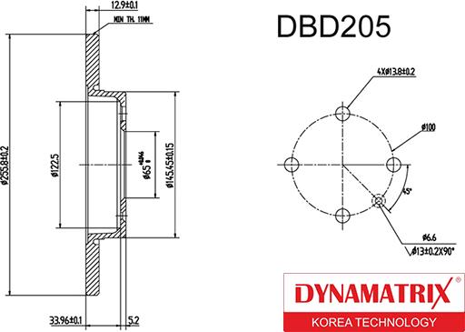 Dynamatrix DBD205 - Гальмівний диск autozip.com.ua