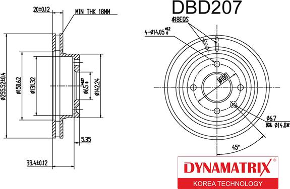 Dynamatrix DBD207 - Гальмівний диск autozip.com.ua