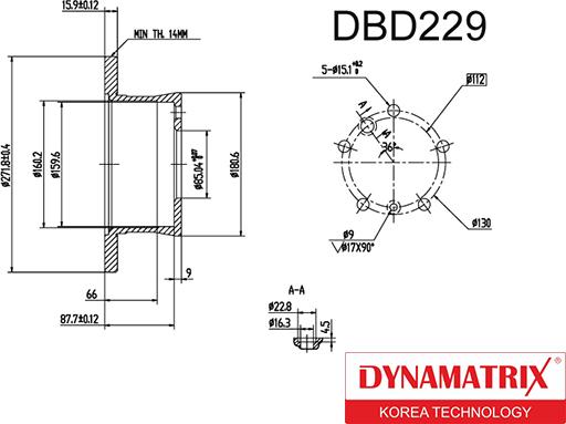 Dynamatrix DBD229 - Гальмівний диск autozip.com.ua