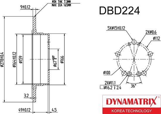 Dynamatrix DBD224 - Гальмівний диск autozip.com.ua