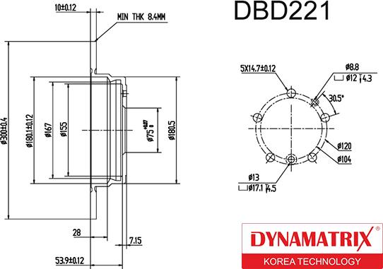 Dynamatrix DBD221 - Гальмівний диск autozip.com.ua