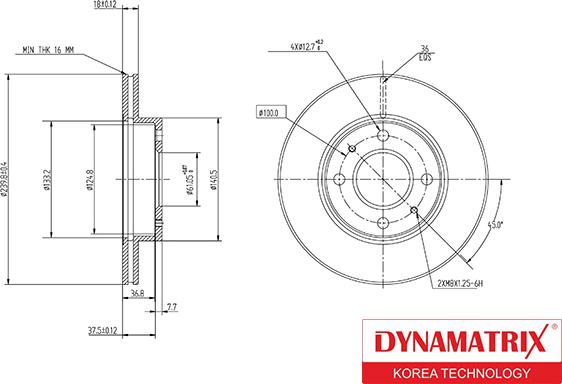Dynamatrix DBD227 - Гальмівний диск autozip.com.ua