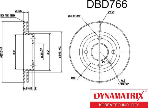 Dynamatrix DBD766 - Гальмівний диск autozip.com.ua