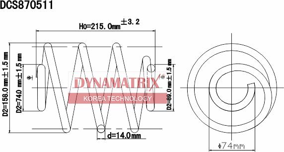 Dynamatrix DCS870511 - Пружина ходової частини autozip.com.ua