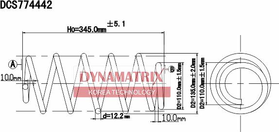 Dynamatrix DCS774442 - Пружина ходової частини autozip.com.ua