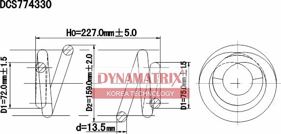 Dynamatrix DCS774330 - Пружина ходової частини autozip.com.ua