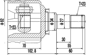 Dynamatrix DCV659023 - Шарнірний комплект, ШРУС, приводний вал autozip.com.ua