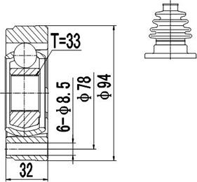 Dynamatrix DCV603004 - Шарнірний комплект, ШРУС, приводний вал autozip.com.ua