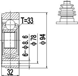 Dynamatrix DCV603008 - Шарнірний комплект, ШРУС, приводний вал autozip.com.ua