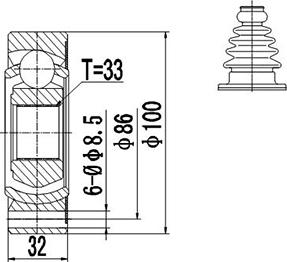 Dynamatrix DCV603002 - Шарнірний комплект, ШРУС, приводний вал autozip.com.ua