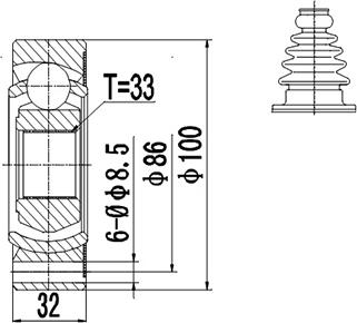 Dynamatrix DCV603014 - Шарнірний комплект, ШРУС, приводний вал autozip.com.ua