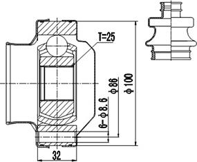 Dynamatrix DCV602005 - Шарнірний комплект, ШРУС, приводний вал autozip.com.ua