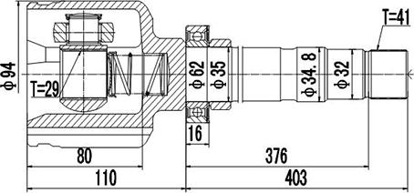 Dynamatrix DCV617020 - Шарнірний комплект, ШРУС, приводний вал autozip.com.ua