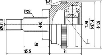 Dynamatrix DCV844026 - Шарнірний комплект, ШРУС, приводний вал autozip.com.ua