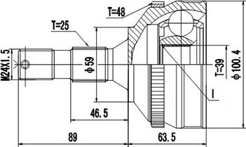 Dynamatrix DCV845052 - Шарнірний комплект, ШРУС, приводний вал autozip.com.ua