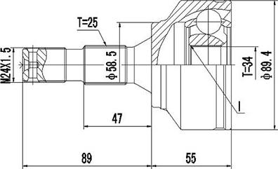 Dynamatrix DCV845038 - Шарнірний комплект, ШРУС, приводний вал autozip.com.ua