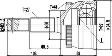 Dynamatrix DCV841015 - Шарнірний комплект, ШРУС, приводний вал autozip.com.ua