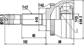 Dynamatrix DCV841137 - Шарнірний комплект, ШРУС, приводний вал autozip.com.ua