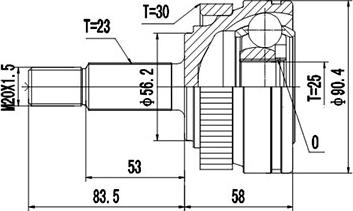 Dynamatrix DCV850045 - Шарнірний комплект, ШРУС, приводний вал autozip.com.ua