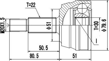 Dynamatrix DCV803007 - Шарнірний комплект, ШРУС, приводний вал autozip.com.ua