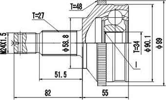 Dynamatrix DCV810059 - Шарнірний комплект, ШРУС, приводний вал autozip.com.ua