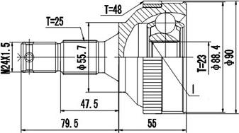 Dynamatrix DCV810004 - Шарнірний комплект, ШРУС, приводний вал autozip.com.ua