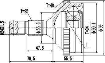 Dynamatrix DCV810024 - Шарнірний комплект, ШРУС, приводний вал autozip.com.ua