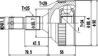 Dynamatrix DCV845001 - Шарнірний комплект, ШРУС, приводний вал autozip.com.ua