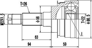 Dynamatrix DCV818034 - Шарнірний комплект, ШРУС, приводний вал autozip.com.ua