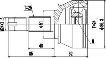 Dynamatrix DCV817028 - Шарнірний комплект, ШРУС, приводний вал autozip.com.ua