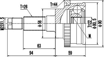 Dynamatrix DCV834006 - Шарнірний комплект, ШРУС, приводний вал autozip.com.ua