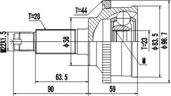 Dynamatrix DCV834013 - Шарнірний комплект, ШРУС, приводний вал autozip.com.ua