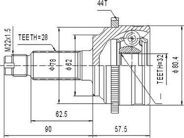 Dynamatrix DCV834084 - Шарнірний комплект, ШРУС, приводний вал autozip.com.ua