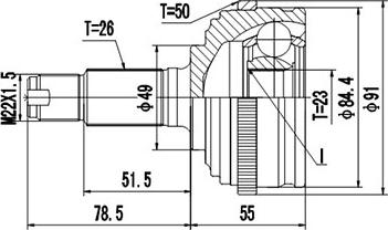 Dynamatrix DCV823008 - Шарнірний комплект, ШРУС, приводний вал autozip.com.ua