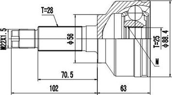 Dynamatrix DCV827014 - Шарнірний комплект, ШРУС, приводний вал autozip.com.ua