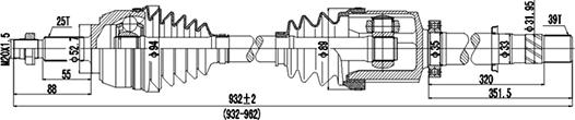 Dynamatrix DDS250400 - Приводний вал autozip.com.ua