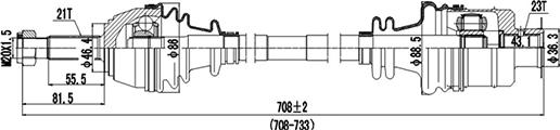 Dynamatrix DDS250022 - Приводний вал autozip.com.ua