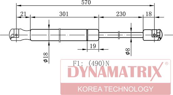 Dynamatrix DGS9668DO - Газова пружина, кришка багажник autozip.com.ua