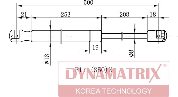 Dynamatrix DGS6054BG - Газова пружина, кришка багажник autozip.com.ua