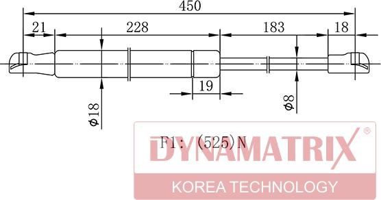 Dynamatrix DGS015496 - Газова пружина, кришка багажник autozip.com.ua